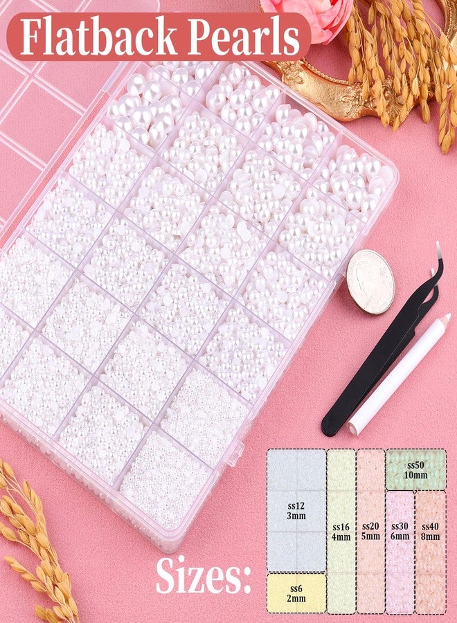 TINKRSTUFF 16500Pcs Flatback Pearls for Crafting (White), Assorted Size 2/3/4/5/6/8/10mm Half Pearl with 3Pcs 10ml B7000 Jewelry Glue, Bedazzling Kit for DIY Crafts Clothing Tumbler Shoes Embellishment Nail Art - Image 2